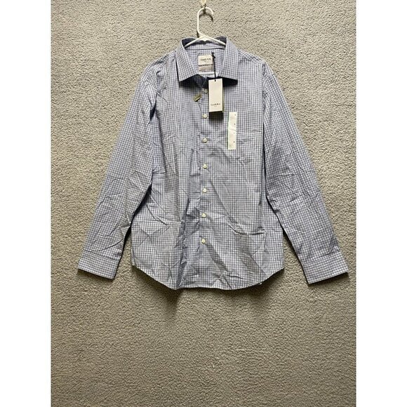 Men's Plaid Standard Fit Non Iron Blue Long Sleeve Button Down Shirt XL  New - Picture 1 of 10